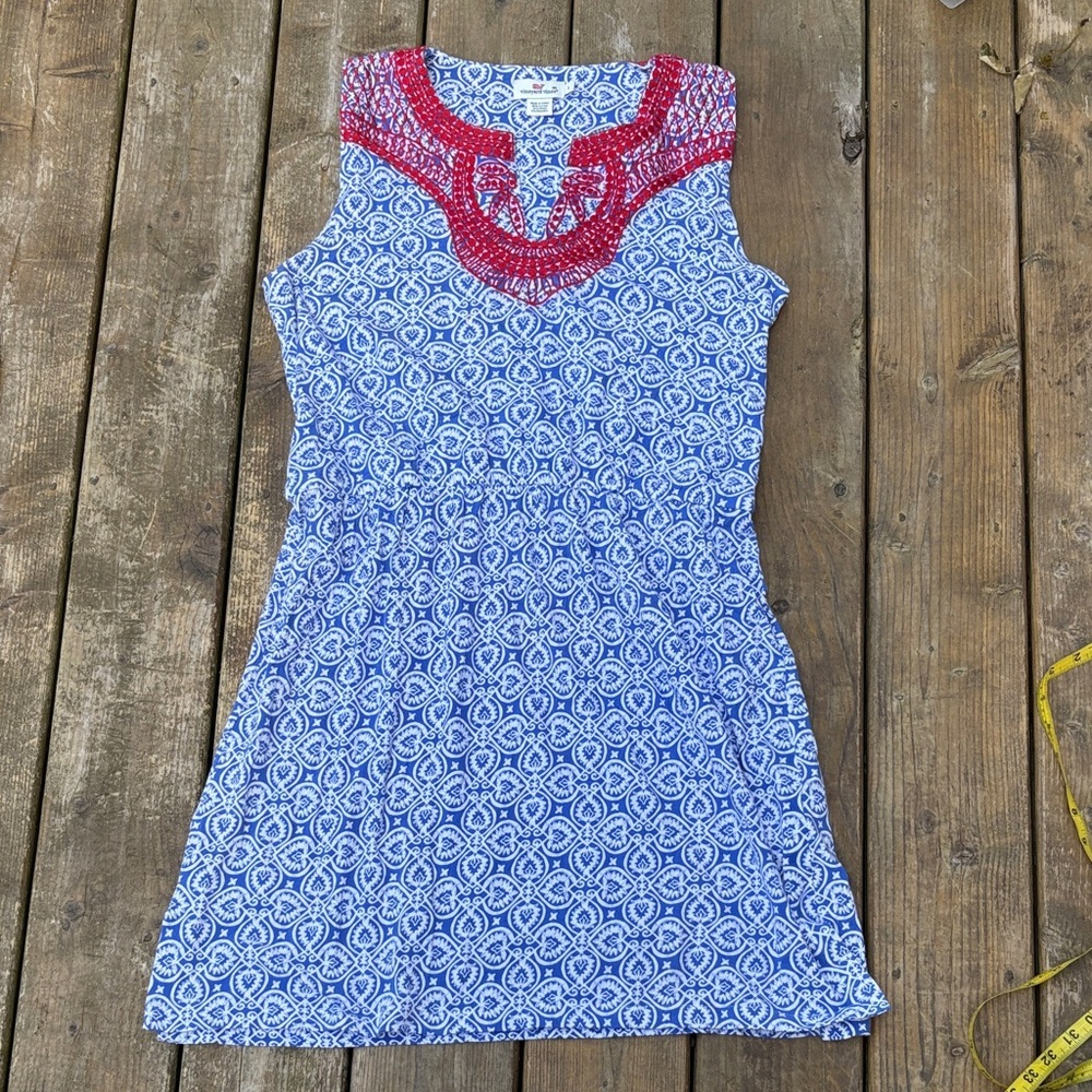 Vineyard Vines Blue and White Patterned dress size L